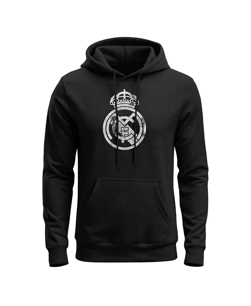 1863FC Men's Black Real Madrid Mono Badge Fleece Hoodie