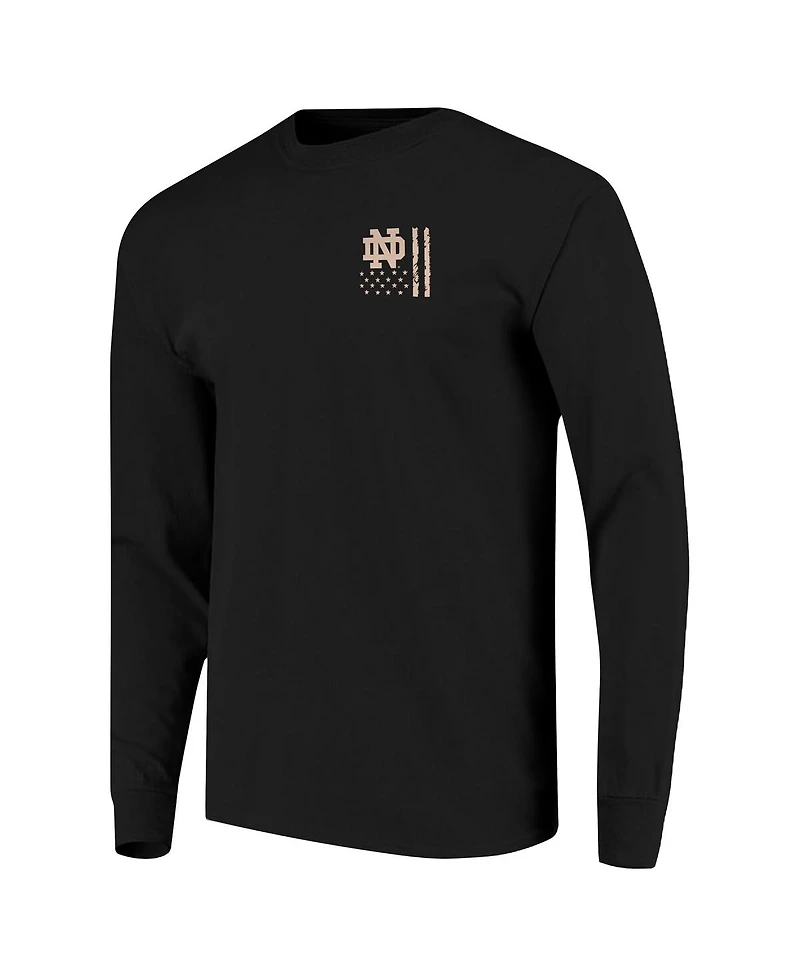 Image One Men's Black Notre Dame Fighting Irish Oht Camo Overlay Comfort Colors Long Sleeve T-Shirt