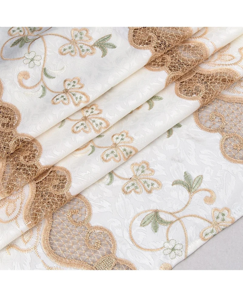 Rt Designer Collection Alice Macrame Luxurious Decorative Rod Pocket Curtain Panel 54" x 84" Beige