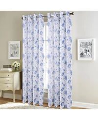 Rt Designers Collection Meadow Grommet Metallic Sheer Printed Doily Curtain Panel 54" x 95