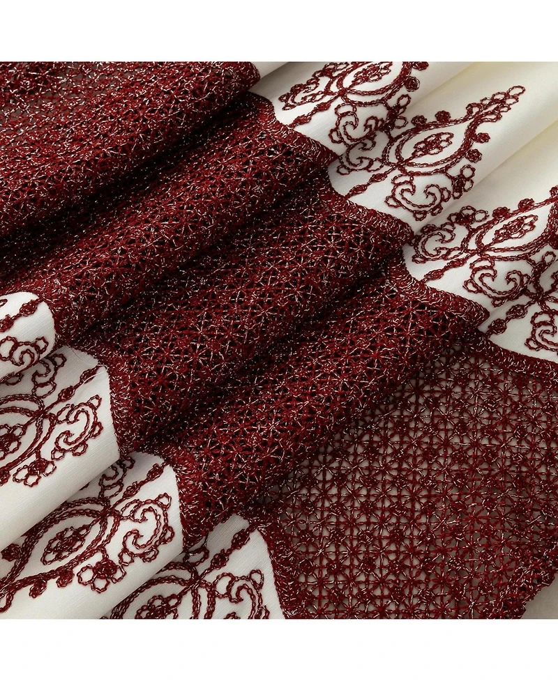 Rt Designers Collection Debbie Macrame Construction 3" Rod Pocket Curtain Panel 54" x 90" Beige/Burgundy