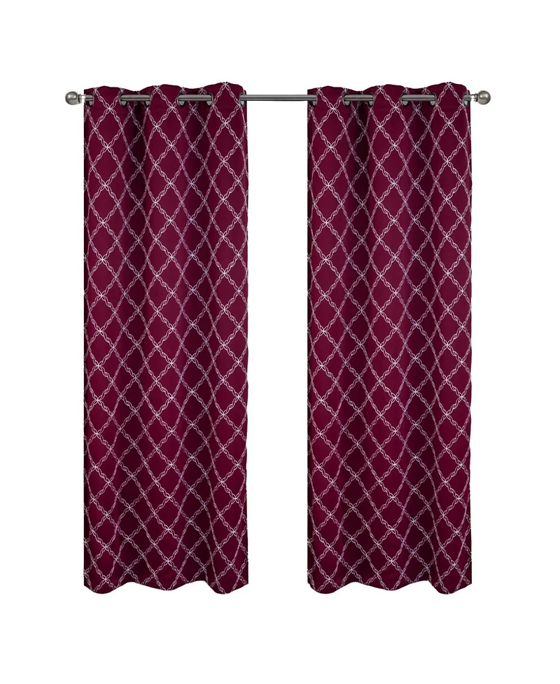 Rt Designer Collection Gable Embroidered Blackout Luxurious Decorative Grommet Curtain Panel