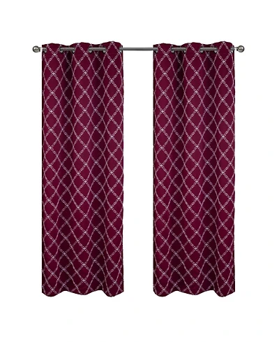Rt Designer Collection Gable Embroidered Blackout Luxurious Decorative Grommet Curtain Panel