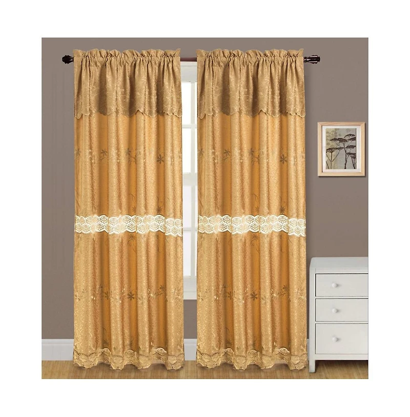 Rt Designers Collection Alisa Macrame Rod Pocket Window Room Darkening Panel 54" x 84" Gold