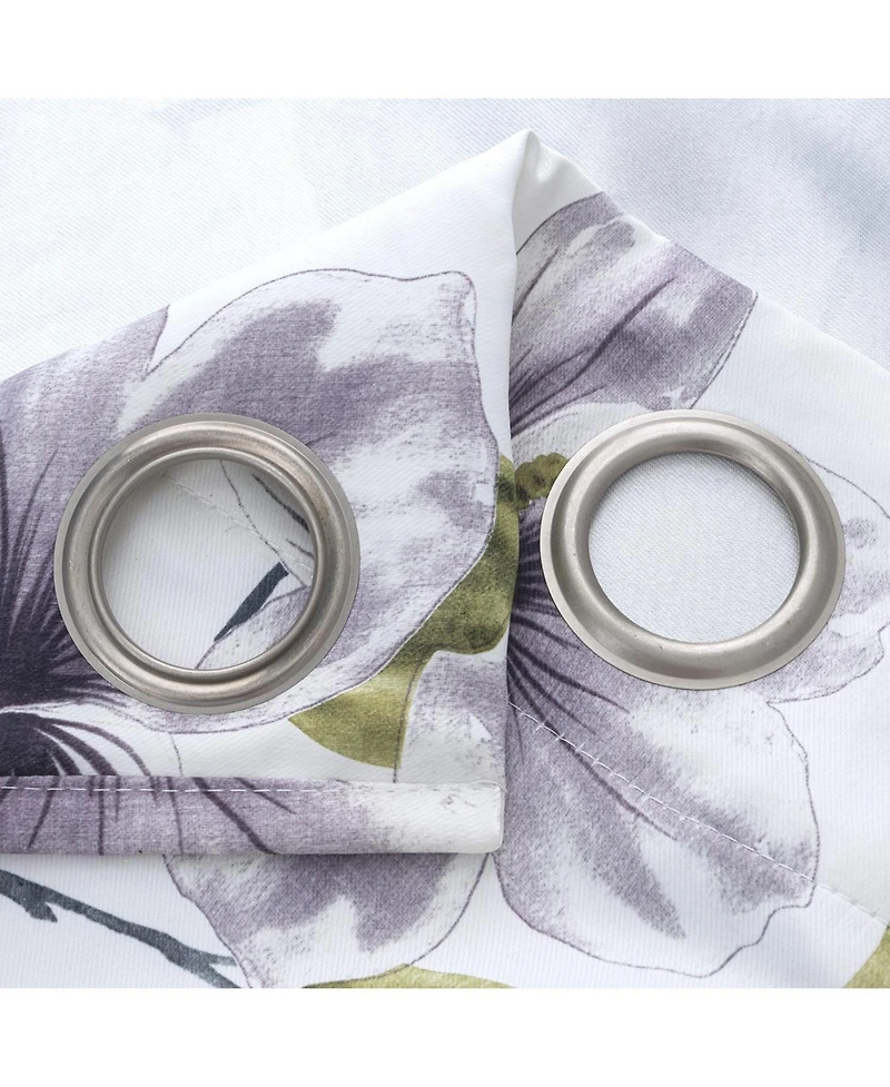 Rt Designer Collection April Printed Blackout Luxurious Decorative Grommet Silver Curtain Panel