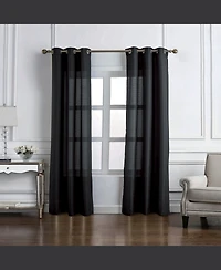 Rt Designers Collection Cole Textured Grommet Room Darkening Curtain Panel 54" x 95" Black