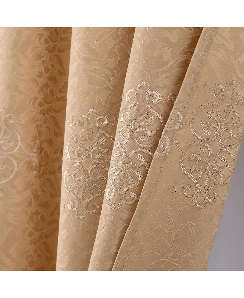 Rt Designer Collection Alice Macrame Luxurious Decorative Rod Pocket Curtain Panel 54" x 84" Gold
