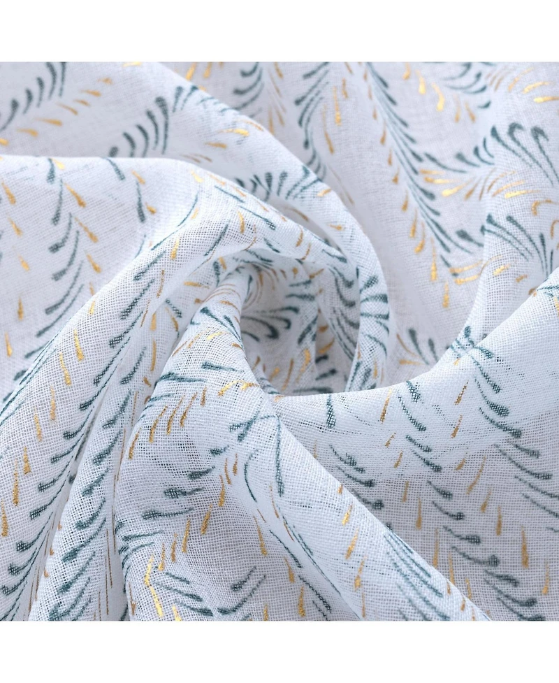 Rt Designers Collection Faye Grommet Metallic Sheer Printed Doily Curtain Panel 54" x 84" Sage