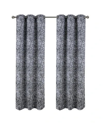 Rt Designer Collection Cambridge Jacquard 2 Pack Luxurious Modern Design Curtain Panel 36" x 84" Charcoal