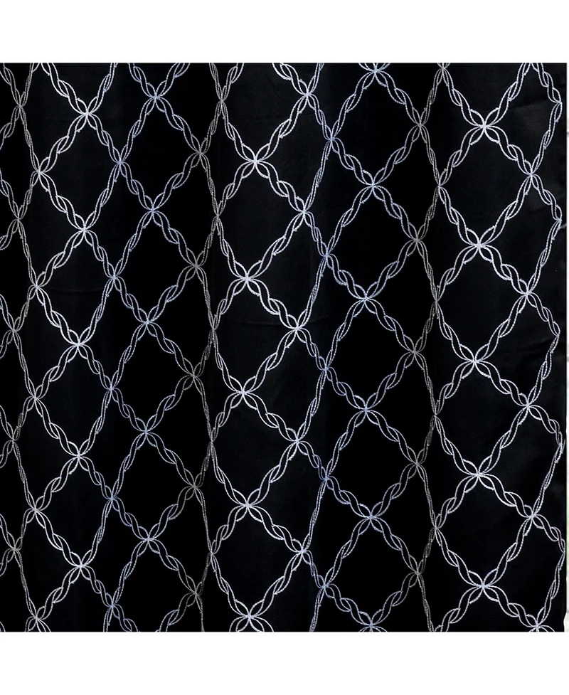 Rt Designer Collection Gable Embroidered Blackout Luxurious Decorative Grommet Curtain Panel 54" x Black