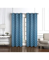 Rt Designer Collection Gable Embroidered Blackout Luxurious Decorative Grommet Curtain Panel 54" x 84" Slate Blue