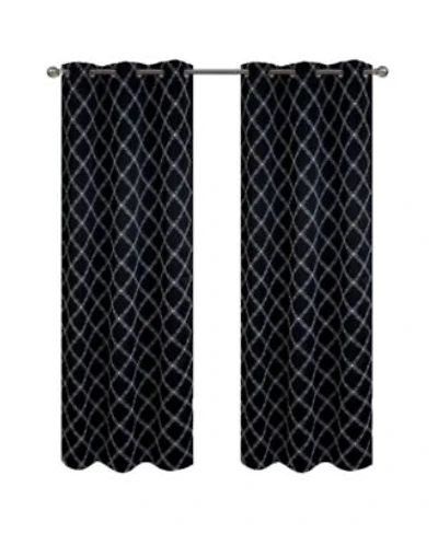 Rt Designer Collection Gable Embroidered Blackout Luxurious Decorative Grommet Curtain Panel 54 X22 X Black
