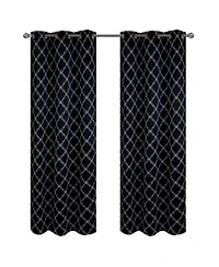 Rt Designer Collection Gable Embroidered Blackout Luxurious Decorative Grommet Curtain Panel 54 X22 X Black
