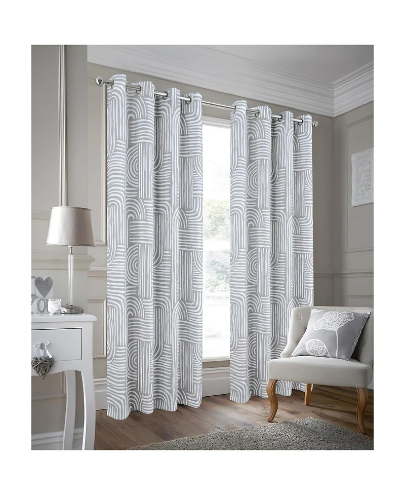 Rt Designer Collection Ashton Printed Blackout Luxurious Decorative Grommet Curtain Panel 54" x 84" Silver