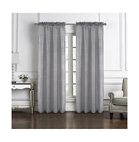 Rt Designers Collection Andrea Emb Metallic Doily Rod Pocket Room Darkening Curtain Panels for Bedroom 54" x 95" Charcoal