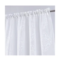 Rt Designers Collection Andrea Emb Metallic Doily Rod Pocket Room Darkening Curtain Panels for Bedroom 54" x 95" White