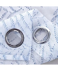 Rt Designers Collection Faye Grommet Metallic Sheer Printed Doily Curtain Panel 54" x 95" Blue