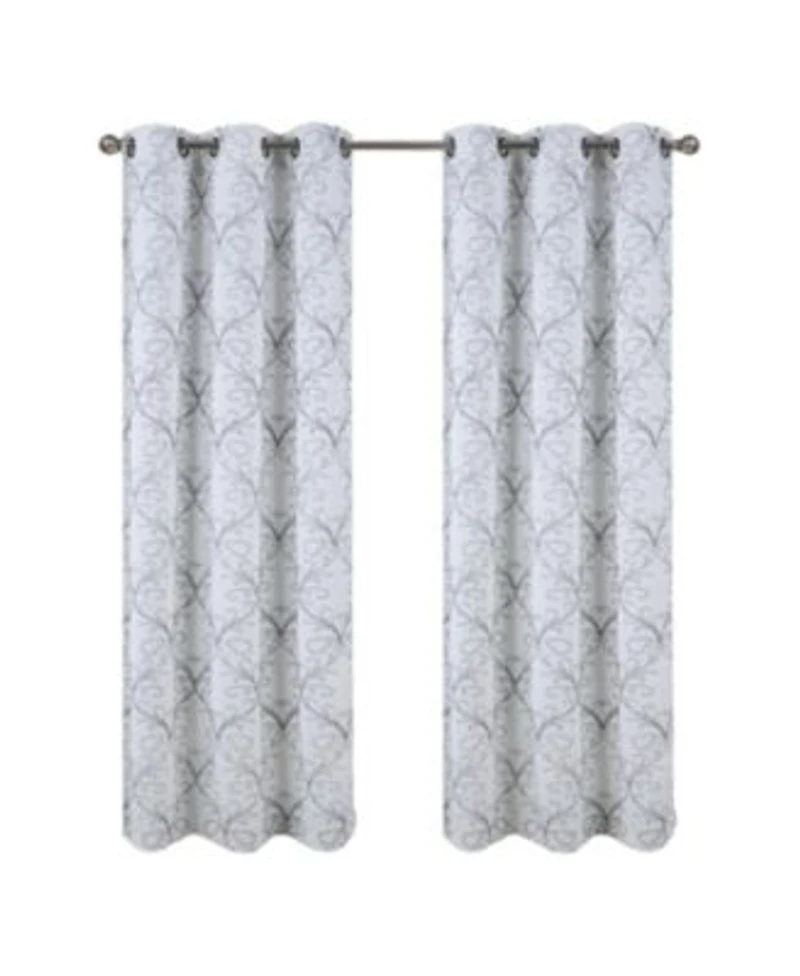 Rt Designer Collection Kimber Embroidered Blackout Luxurious Decorative Grommet Curtain Panel 54 X22 X 84 X22 White