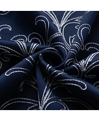 Rt Designer Collection Kimber 2 Pack Embroidered Blackout Luxurious Decorative Grommet Curtain Panel 36" x 84" Navy