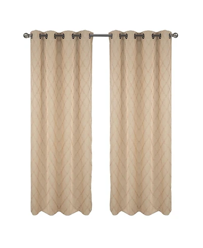 Rt Designer Collection Gable 2 Pack Embroidered Blackout Luxurious Decorative Grommet Curtain Panel 36" x 84" Beige
