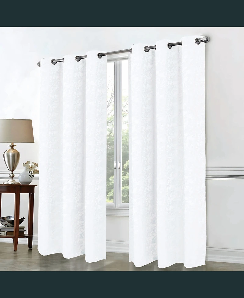 Rt Designer Collection Calypso Shimmer Jacquard 2 Pack Grommet Curtain Panel Pair 36" x 84" White