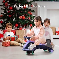 Mecale Electric Wiggle Car, 150 lbs Load, 2-in-1 Swing Car with Led Wheels, Bluetooth, Rechargeable Battery, Ride Toy for Kids 3+, Purple