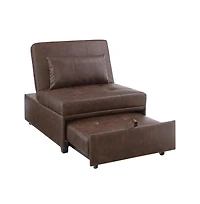 Powell Boone Sofa Bed, Brown Faux Leather