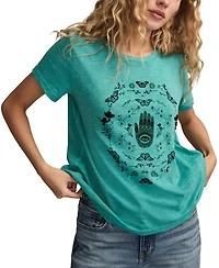 Lucky Brand Women's Hamsa Butterfly Frame Crewneck T-Shirt