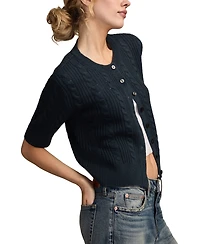 Lucky Brand Women's Short-Sleeve Cable Cardigan