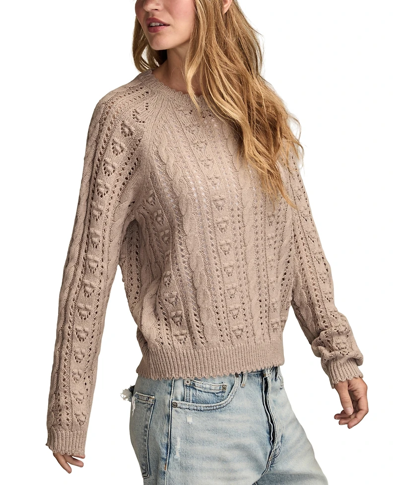 Lucky Brand Women's Pointelle Crewneck Sweater