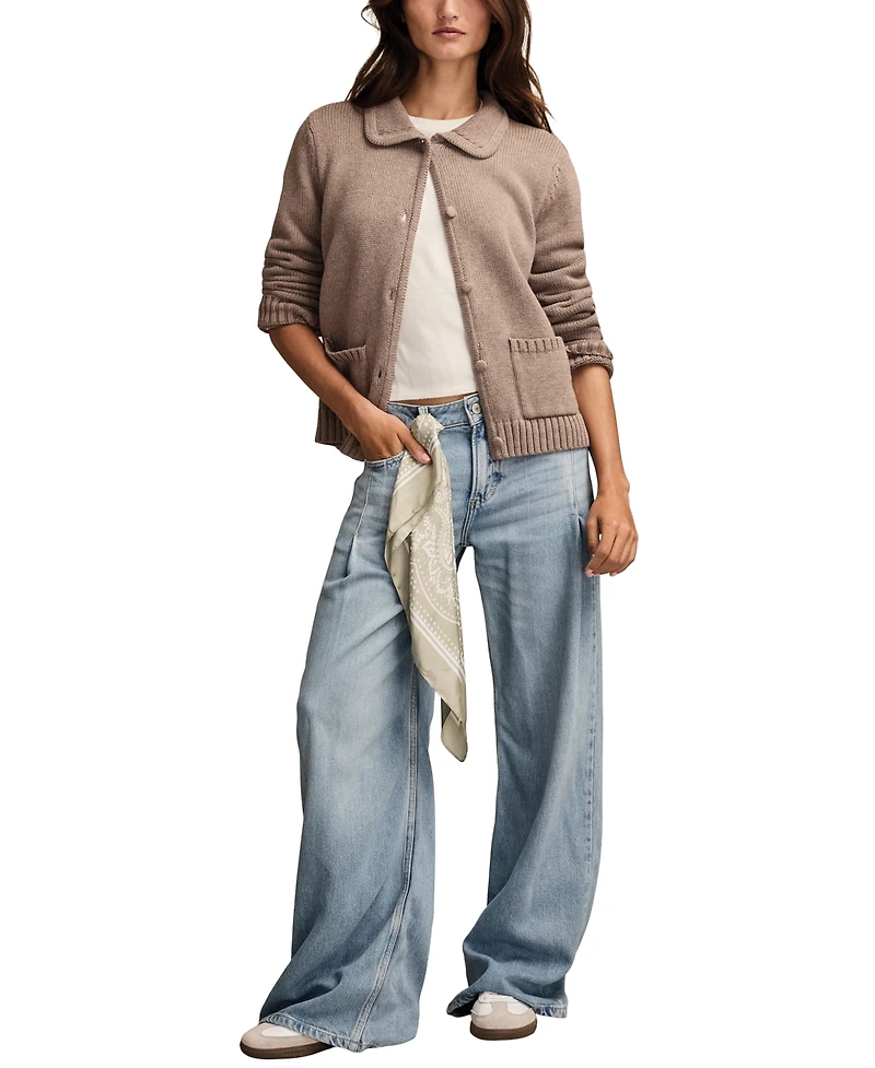 Lucky Brand Women's Collared Button-Up Cardigan Sweater