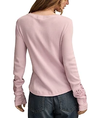 Lucky Brand Women's Cutwork Notch Neck Top