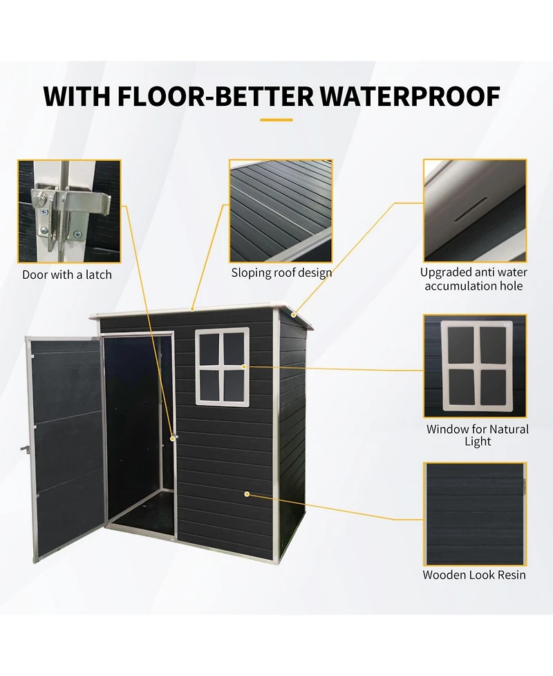 Streamdale 5 ft x 3 ft Outdoor Plastic Storage Shed with floor, Black)