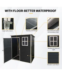 Streamdale 5 ft x 3 ft Outdoor Plastic Storage Shed with floor, Black)