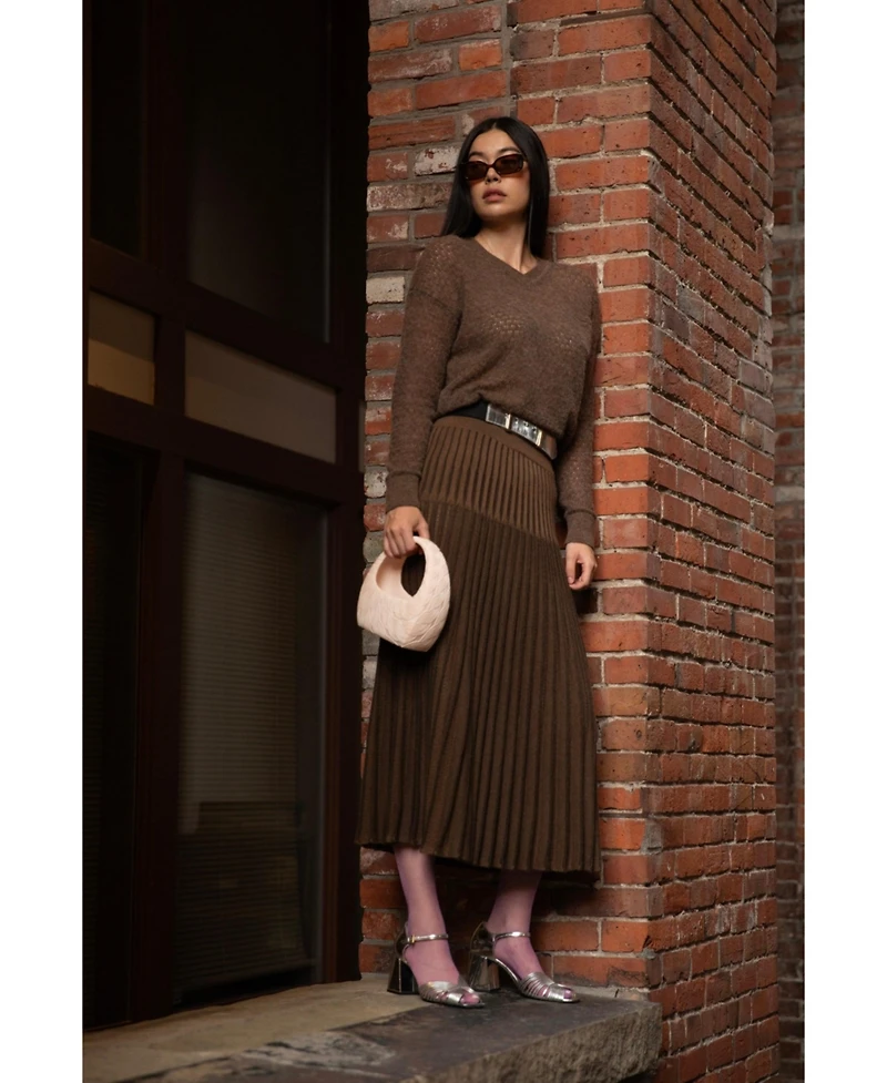 Sskein Women's Lacey Pointelle Pullover Sweater