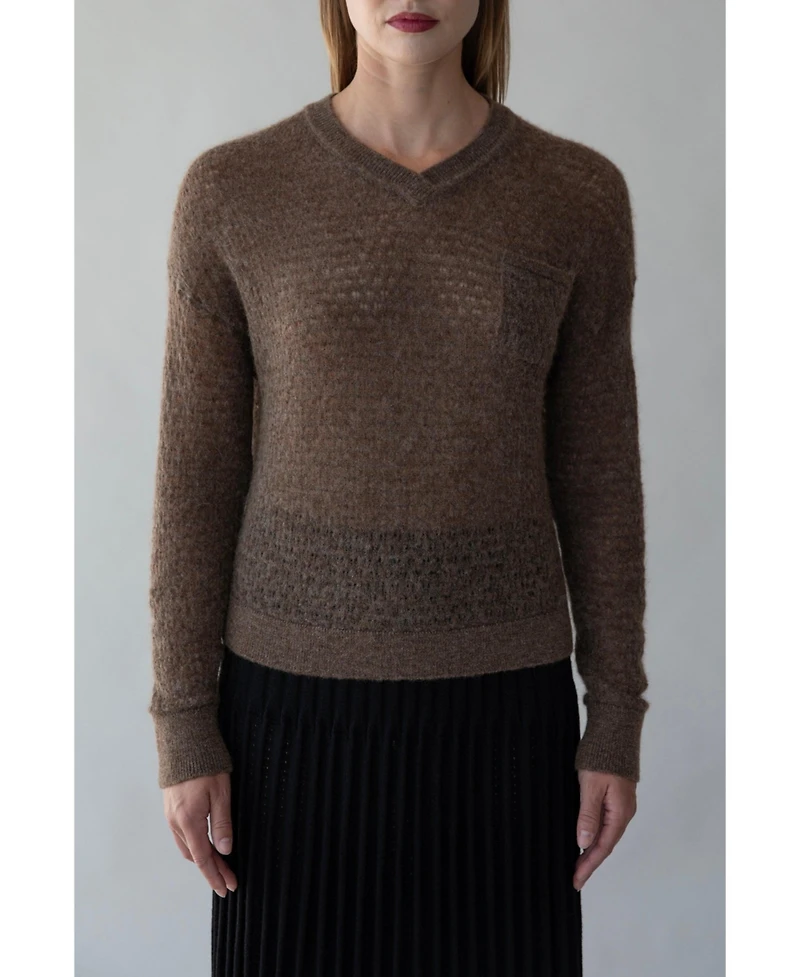 Sskein Women's Lacey Pointelle Pullover Sweater