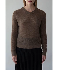 Sskein Women's Lacey Pointelle Pullover Sweater