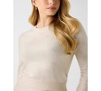 Guess Women's Long-Sleeve Crewneck Rhinestones 4G Sweater