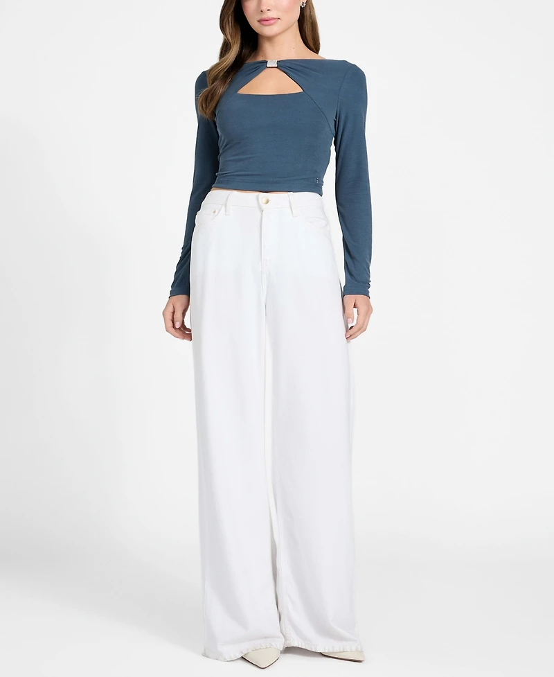 Guess Women's Long-Sleeve Milena Front Bow Top