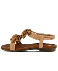 Patrizia Women's Nectarine Floral T-Strap Sandal with Elastic Back and Quilted Footbed