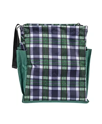 Household Essentials Plaid Krush Container All-Purpose Utility Tote with Green Pockets