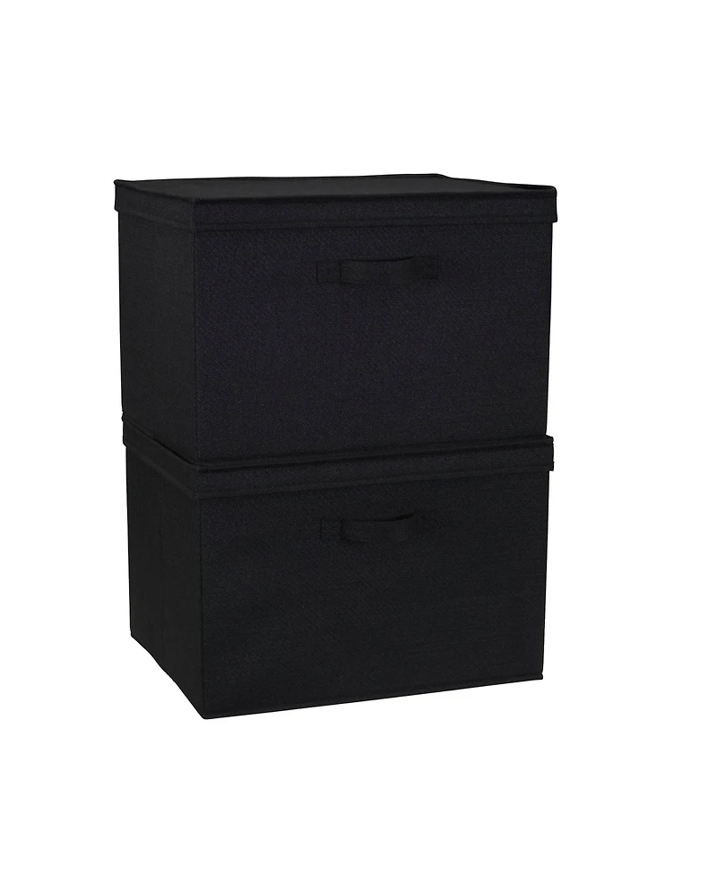 Household Essentials Wide Storage Box With Lid Box, 15"x15"x10", Black