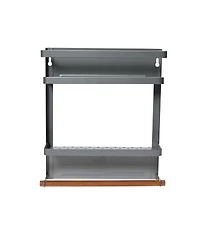 Household Essentials Grey Metal Magnetic Organizer with Towel Rack, Wall-Mount Storage Shelf