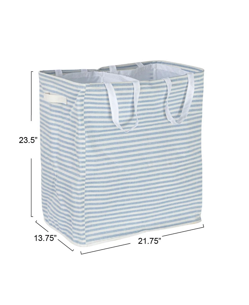 Household Essentials Rectangular Double Sorter with Handles, Blue and White Stripe