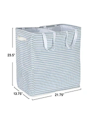 Household Essentials Rectangular Double Sorter with Handles, Blue and White Stripe