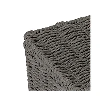 Household Essentials Small Handwoven Paper Rope Wicker Basket with Lid, Grey
