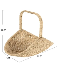 Household Essentials Woven Seagrass Flower Basket with Detachable Handle