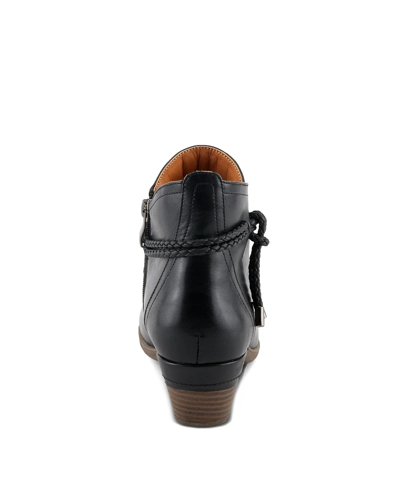 Patrizia Women's Stacked Heel Decorative Lace Detail Ankle Booties