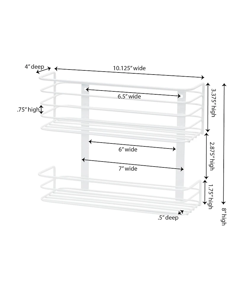 Household Essentials 2 Tier Door Mount Cabinet Organizer, White