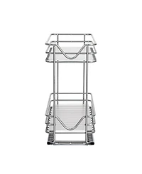 Household Essentials Glidez Steel Pull-Out Storage Organizer with Plastic Liners, 2 -Tier Design, Brushed Silver